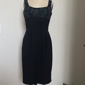 Nanette Lepore Black and Teal Midi Dress